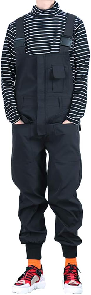 Men's Pockets Cargo Joggers Loose Hip Hop Bib Overalls