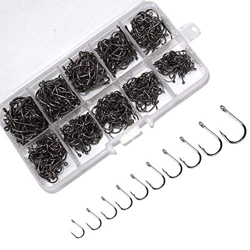 Wetest Upgraded Fishing Hooks Set High Carbon Steel Jig Bait Sharp Fish Hook Black