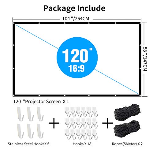 image for NEPLUTO Projectior Screen 120 inch, Real-Anti-Crease 120in 16:9 HD Out