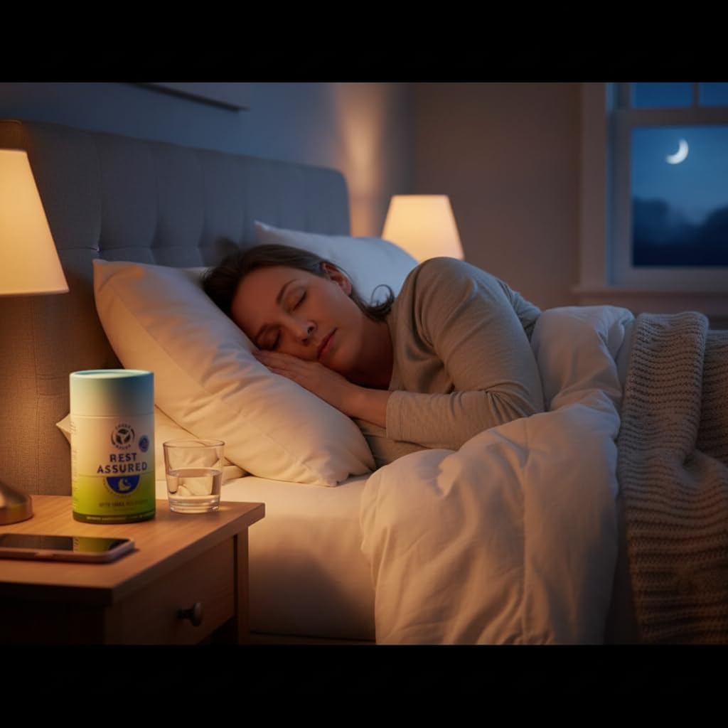 Rest Assured, Nighttime Sleep Support Supplement with Melatonin, Magnesium, Chamomile, Passion Flower, St John's Wort, Ashwaganda, L-Theanine, L-Taurine, Eco-Friendly Packaging, 30 day supply