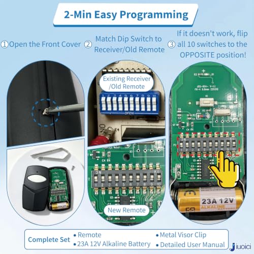 Image of 1PK Upgraded 1050 Remote for Stanley 310MHz 10-DIP Garage Door Gate Opener | Fits Stanley 1982-1995, Digi-Code 310MHz 10 DIP /Digit Opener, Replace 105015, More Stable & Secure, 150FT Range, Easy Setup