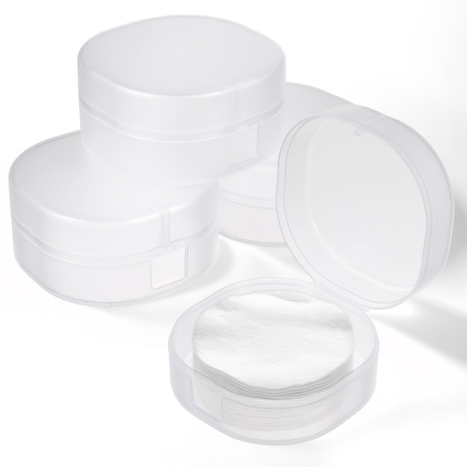 QfwdfcTrenz 4Pcs Plastic Cotton Square Holder Cosmetic Cotton Pad Holder with Hanging Loop Portable Travel and Sealed Suitable for Makeup Remover Cottons Balls, White