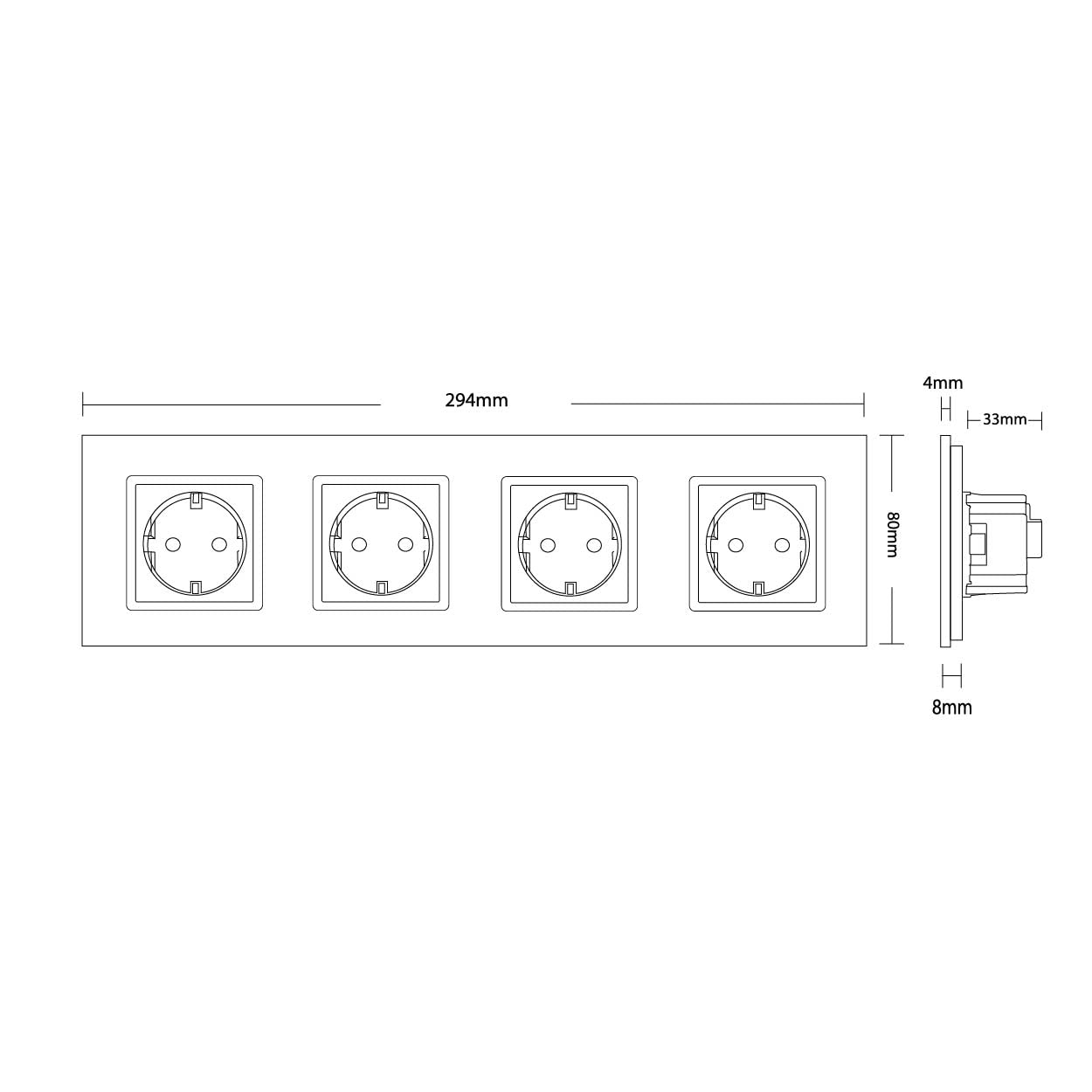 LIVOLO Steckdose Glasrahmen 4 Fach VL-C7C4EU-13 Gold Schutzkontakt mit Kindersicherung Panel aus Kristallglas EU Standard Wandsteckdose