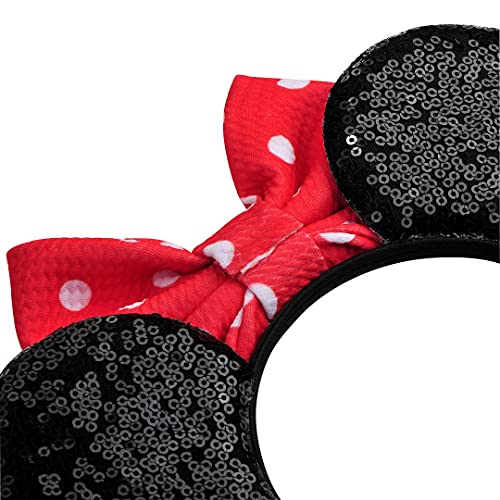 Image of FANYITY Mouse Ears, Sequin Mouse Ears Headband for Girls Women Halloween Birthday Party (Pink dots)