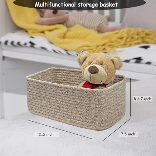 Image of COMFY HOMI 11.5 inchx7.5 inchx4.7 inch Storage Baskets for Organizing | Cotton Rope Woven Basket | Toy Storage Bin Box | Basket for Shelves, Closet Organizer Bin, Decorative Closet Shelf, 3 Pack,