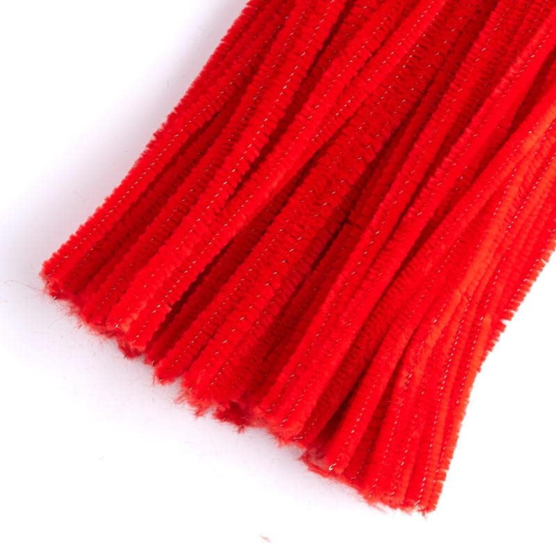 Bulk Pack of 400 Red Pipe Cleaners. Fuzzy Stick Chenille Stems for Christmas Valentine Arts and Crafts, Flowers, Animals, Figures and More - Size: 12 Inches Long x 6 mm Dia