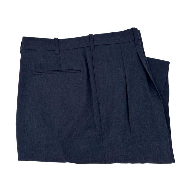 Lanyard Double Reverse Pleat 120's Worsted Wool Gabardine Trouser in Charcoal Blue by Corbin