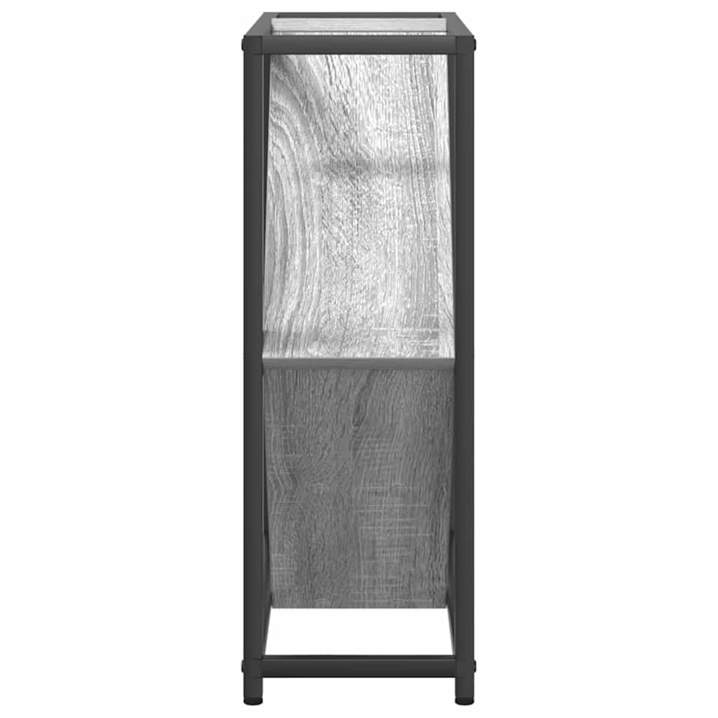 Portabottiglie in legno per 16 bottiglie, grigio Sonoma, moderno scaffale per bottiglie con spazio portaoggetti, portabottiglie salvaspazio per cucina, sala da pranzo, soggiorno e cantina