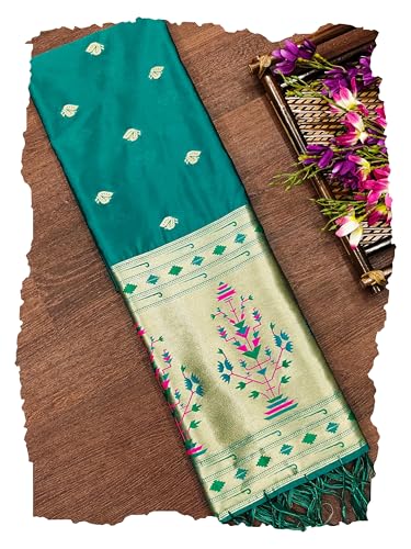 Image of DEVANGI Women's Woven Paithani Banarasi Silk Dupatta /Chunni For Women, Floral Print 1 Meter Wide and 2.3 Meter Length Printed Designer Dupatta /Chunni For Girls
