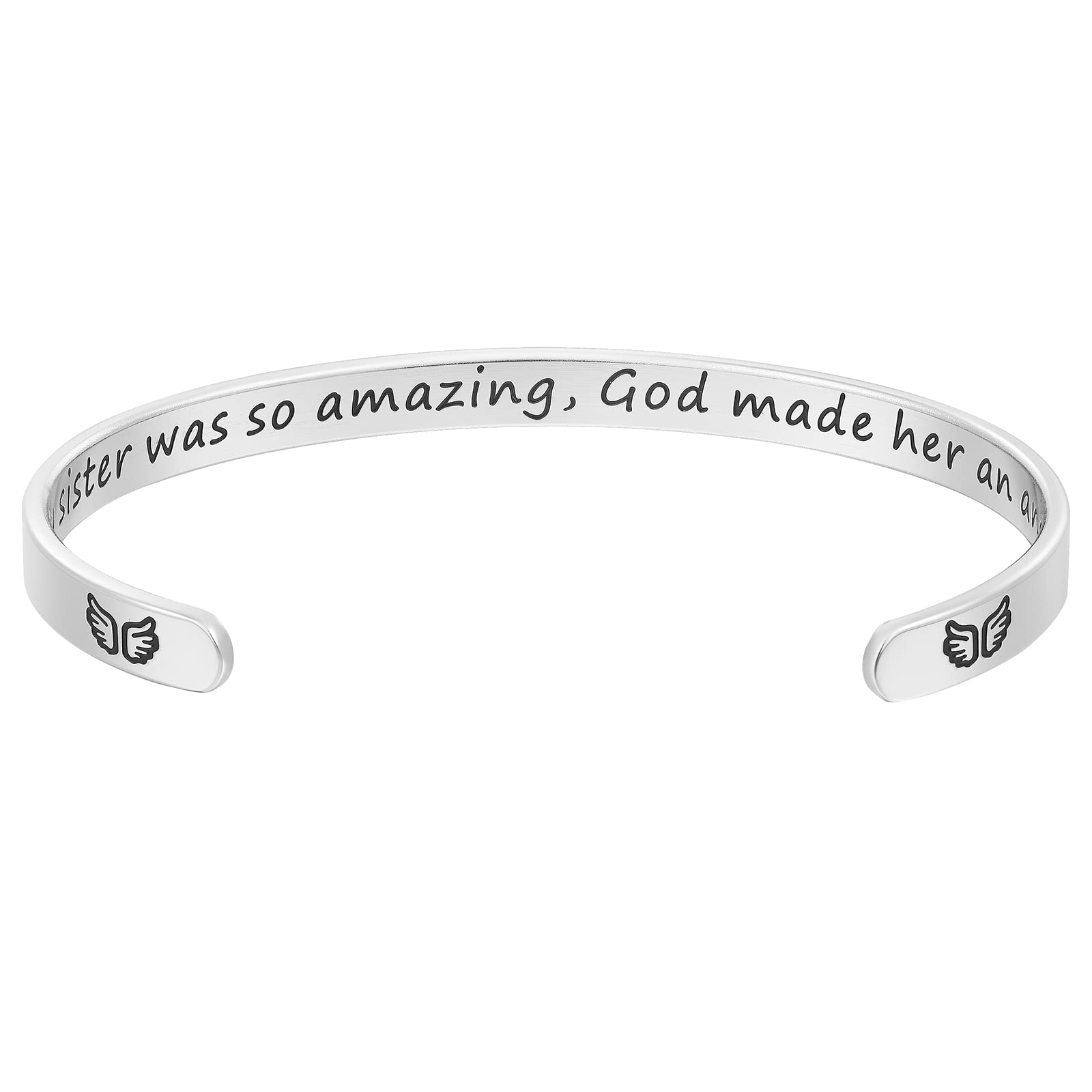 YyqxInspirational Bracelets for Women Girls Personalized Gifts Stainless Steel Engraved Cuff Bangle Birthday Christmas Jewelry for Her Friends Daughter Granddaughter Sister