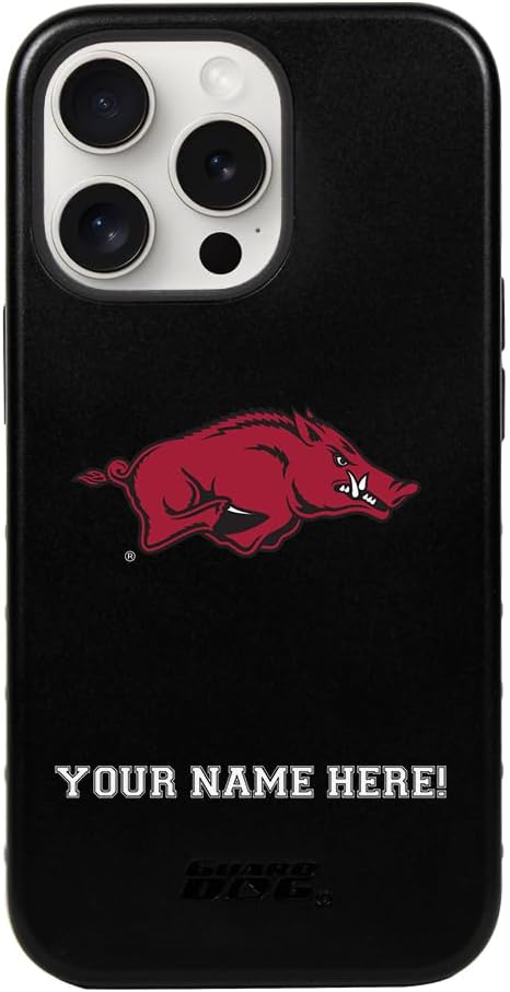 Guard Dog Case Compatible with iPhone 15 - Military Grade - Rugged Two Piece Protection - Collegiate Licensed - Arkansas Razorbacks - Logo