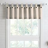 July Joy Cotton Valance Curtains 18 Inches Long Country Kitchen Curtains Tab Top for Small Window Bathroom Farmhouse 56' x 18', Linen