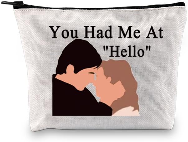 PXTIDY Funny Jerry Maguire Movie Quote You Had Me At Hello Love Film Quote Makeup Bag for Movie Fans, Beige, ONE SIDE