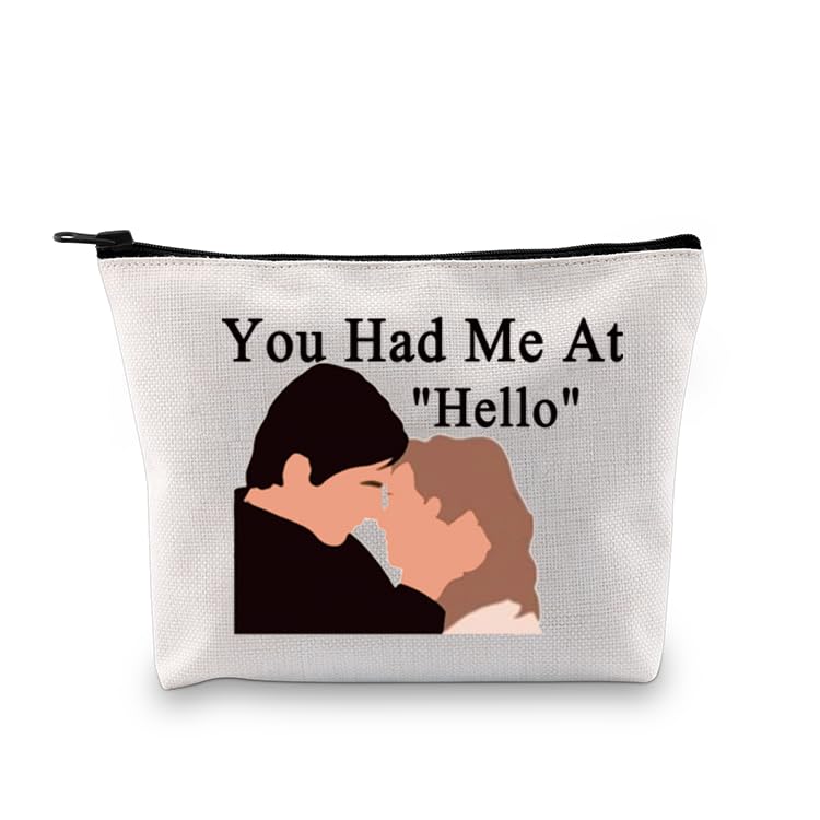 PXTIDY Funny Jerry Maguire Movie Quote You Had Me At Hello Love Film Quote Makeup Bag for Movie Fans, Beige, ONE SIDE