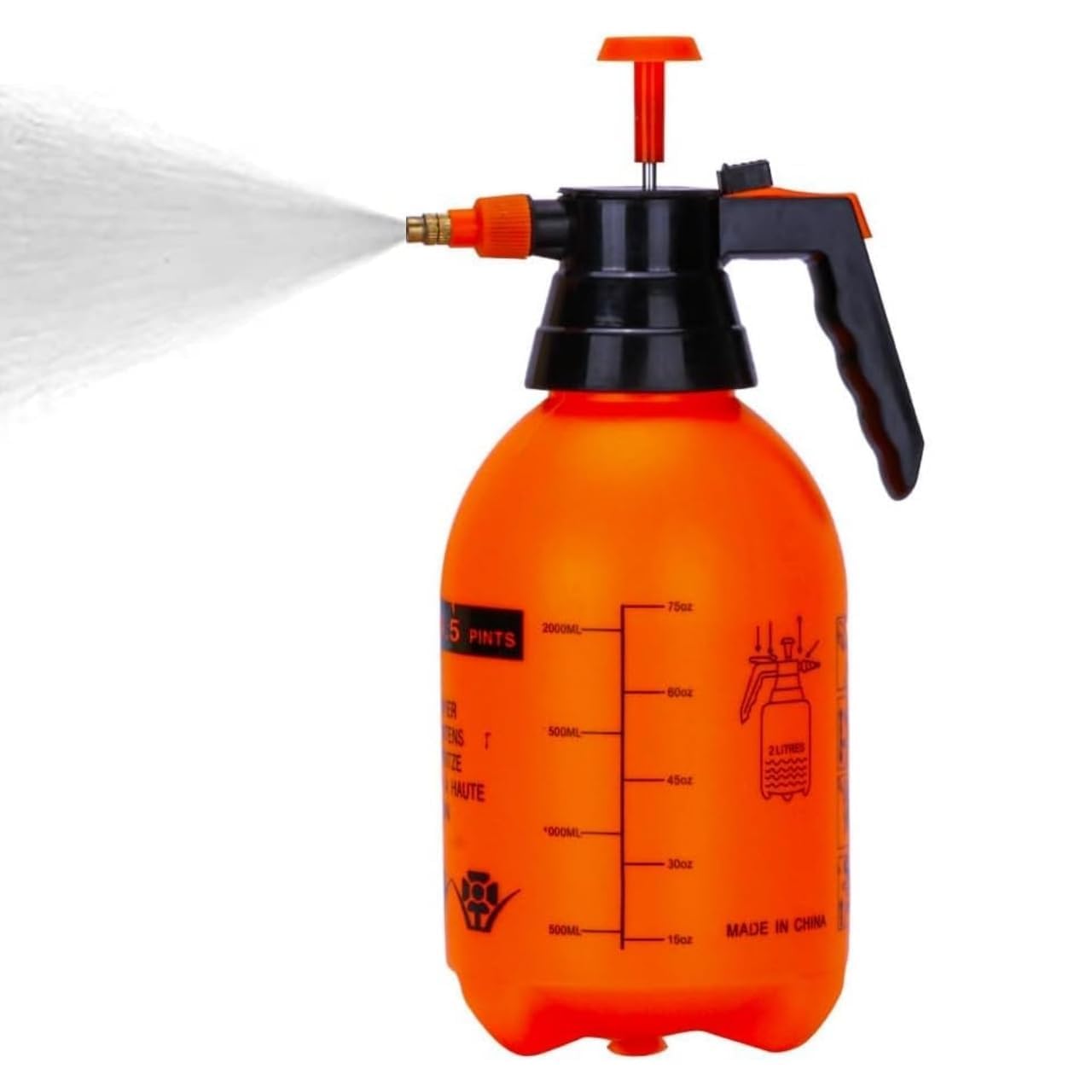 B W Garden Pressure Sprayer Pump, Orange. | Brass Nozzle, PP Plastic Body, Adjustable Mist Spray, Thickening Grip, Burst-Resistant Design-image-0