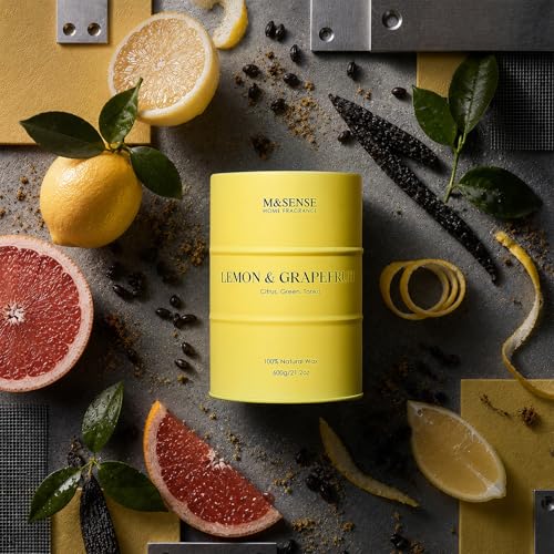 Image of M&SENSE Lemon Candle Large for Home Scented, Lemon Soy Candles 21.2oz 120 Hour Slow Burning, Highly Scented Limoncello Grapefruit Citrus Candles for Bathroom, Fresh Smelling Candle
