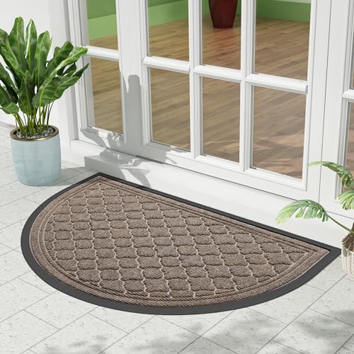 Homaxy Half Moon Door Mats Indoor, Non Slip Rubber Door Matts, Dirt Trapper Absorbent Doormat Outdoor