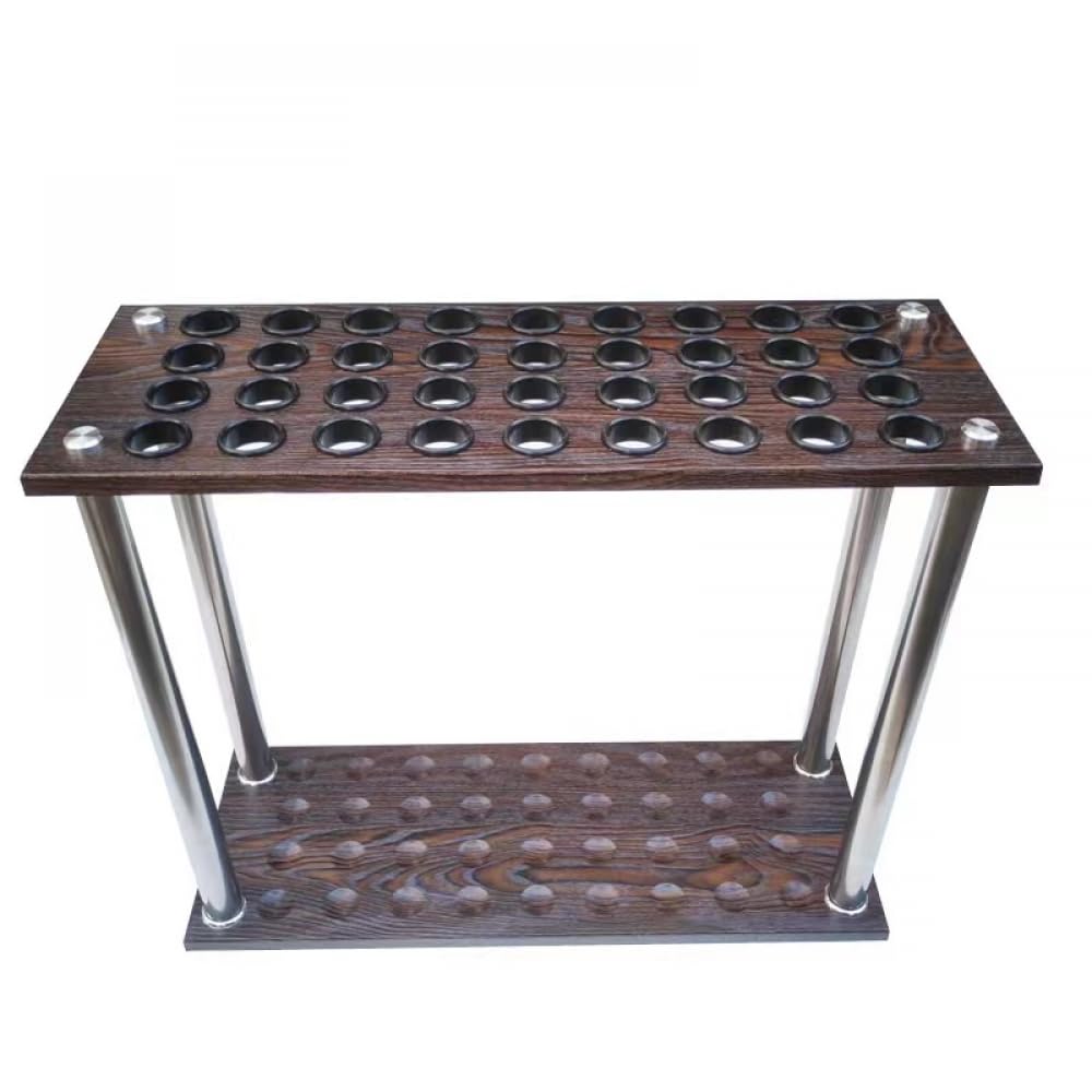 36 Holes Stand Pool Cues Racks - Billiard Stick Holder, Dark Wood Grain, Snooker Ball Cue Stand