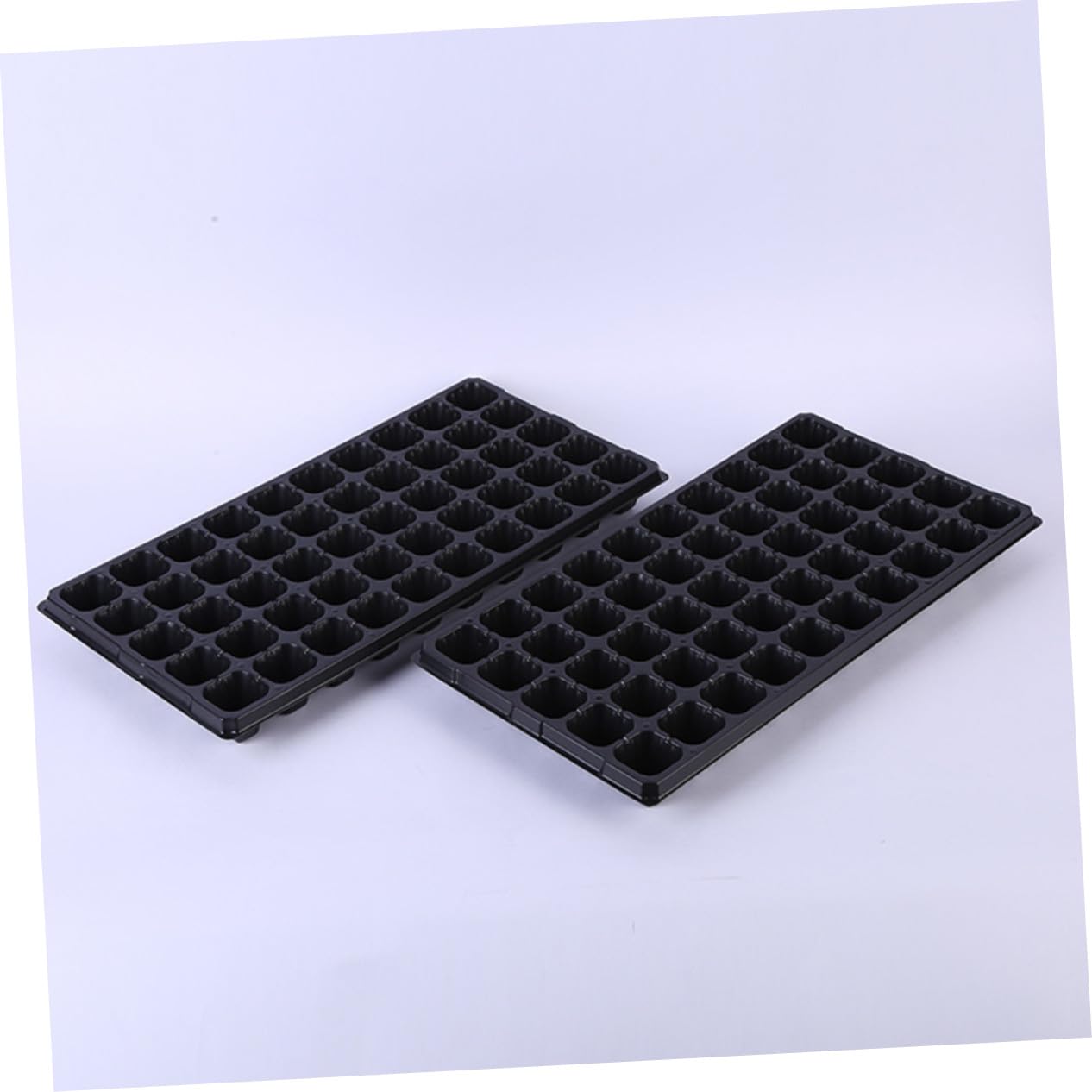 Plateau de Semis à 50 Alvéoles en PVC Noir, Support pour Plateau à Plantes, 6 Pièces, Adapté pour Semis de Légumes et Succulentes en Extérieur
