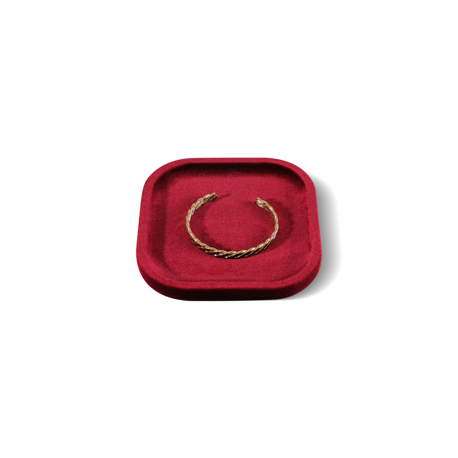 Photo 1 of Dansmiy Resilient Velvet Jewelry Display Tray for Ring Earrings Bracelet Necklace, Flat Jewellery Dish for Showcase Store Retail Counter Exhibition Photography Livestream (Red, Small)