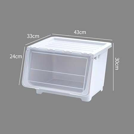 Amazon 収納ボックス 前 大容量 卓上 前開き 防塵 防水 多機能 収納ケース 文房具収納 化粧品収納 おもちゃ おやつ収納 リモコンラック 事務用品 キッチン収納 道具入れ 小物入れ プラスチック 43 33 30cmホワイト 収納ケース ボックス オンライン通販