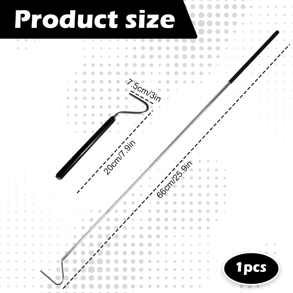 Hameçon serpent rétractable en acier inoxydable de 68,6 cm pour reptiles et animaux de compagnie, outil de manipulation extensible