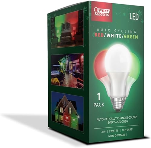 Feit Electric LED A19 E26 G/R/W 2W