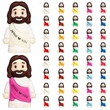 ajabavbd 40PCS Little Jesus Figures, 10 Color Tiny Jesus Figurines in Bulk, Mini Jesus Figure Religious Gifts for Easter Egg Stuffers Fillers, Christian Valentines Gifts for Kids Women Mom (40PCS)