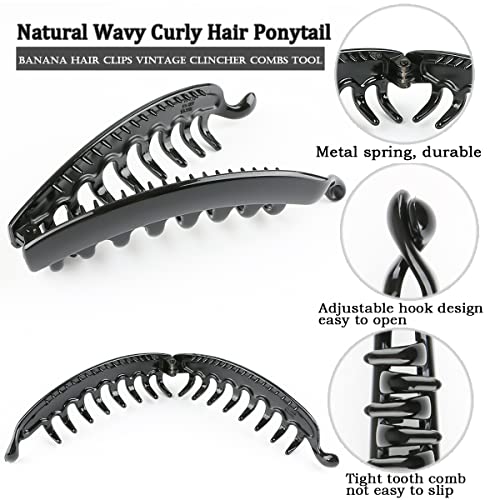 Aaiffey Banana Hair Clips For Women Classic Clincher Double Comb Clips Hair Leopard Banana Ponytail Holder Clip For Thick Hair 4 Colors #TOP1