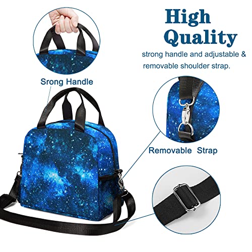 Qlonrewt Insulated Lunch Bags For Girls Women, Leakproof Durable Portable Lunch Box With Removable Adjustable Shoulder Strap, Large Cooler Tote Bag For Kids Adult Work Picnic Travel (Galaxy Darkblue) #TOP3