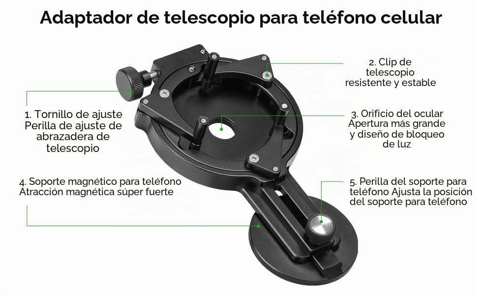 Adaptador universal de digiscoping para smartphone con soporte magnético FANAUE S6 3
