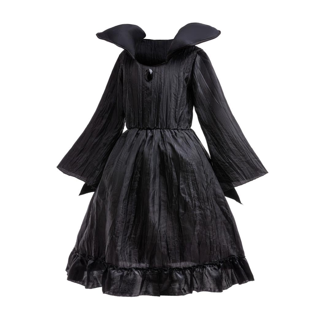 Lito Angels Maleficent Fancy Dress Up Halloween Costume with Horns Headband for Kids Girls Age 7-8 Years, Black - Image 3