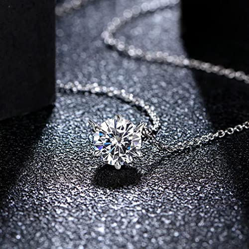 Collier Moissanite D Blanc Coupe Ronde Pendentif Prestige de Haute Joaillerie Féminine