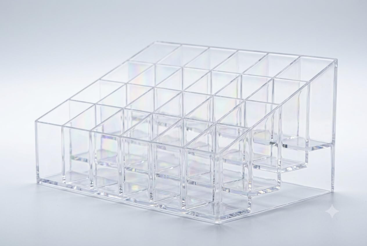 24‑Grid Lipstick Organizer Shelf – Clear Acrylic Cosmetic Storage Box-image-15