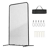 Happybuy I Screen Baseball for Batting Cage, 7x4 ft Softball Safety Screen, Portable Batting Net with Carry Bag & Ground Stakes, Heavy Duty Pitching Protector for Pitchers