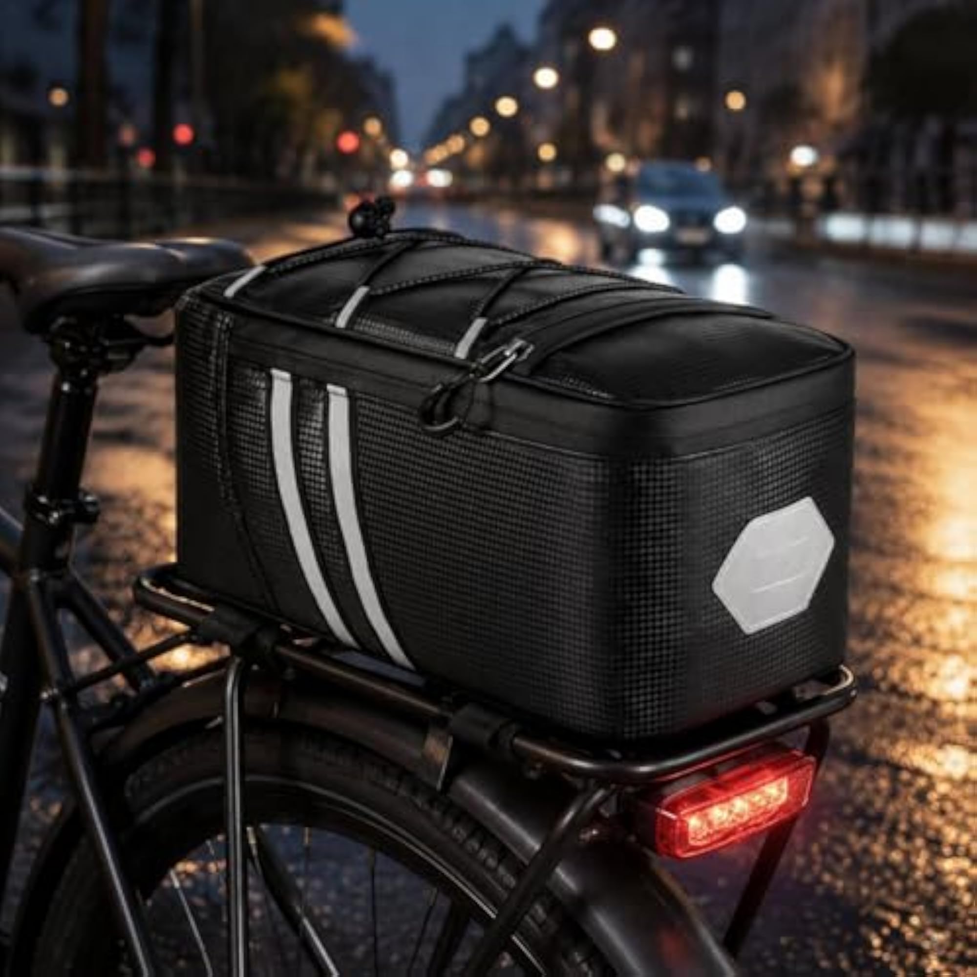 Reflective Black Rear Cargo Bag for Electric Bicycles