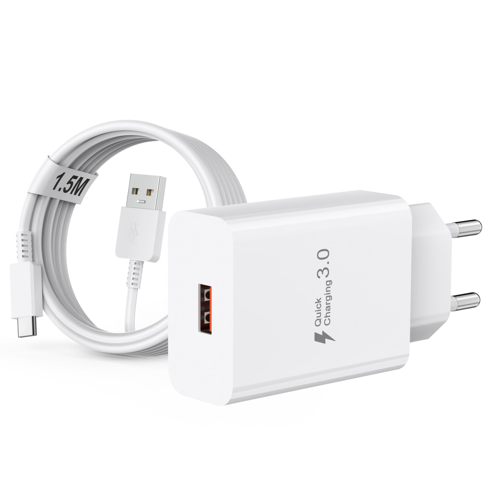 Chargeur Type C Charge Rapide Compatible avec Samsung Galaxy A17 A16 A15 A14 5G A56 A55 A54 A36 A35 A26 A25 Telephone Portable S25 S24 S23 S22 S21 Fe Adaptateur Secteur USB-C pour Xiaomi Google Pixel