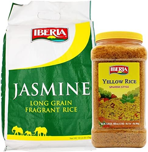 Iberia Bulk Rice Bundle: Iberia Yellow Spanish Rice, 6.25lb. Jumbo Pack and Iberia Jasmine Rice, 18 lb.