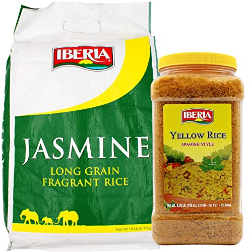 Iberia Bulk Rice Bundle: Iberia Yellow Spanish Rice, 6.25Lb. Jumbo Pack And Iberia Jasmine Rice, 18 Lb. #TOP5