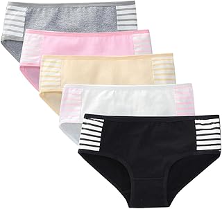 Eforcase Pacote com 5 calcinhas de algodão respirável para meninas, calcinhas macias para meninas e adolescentes