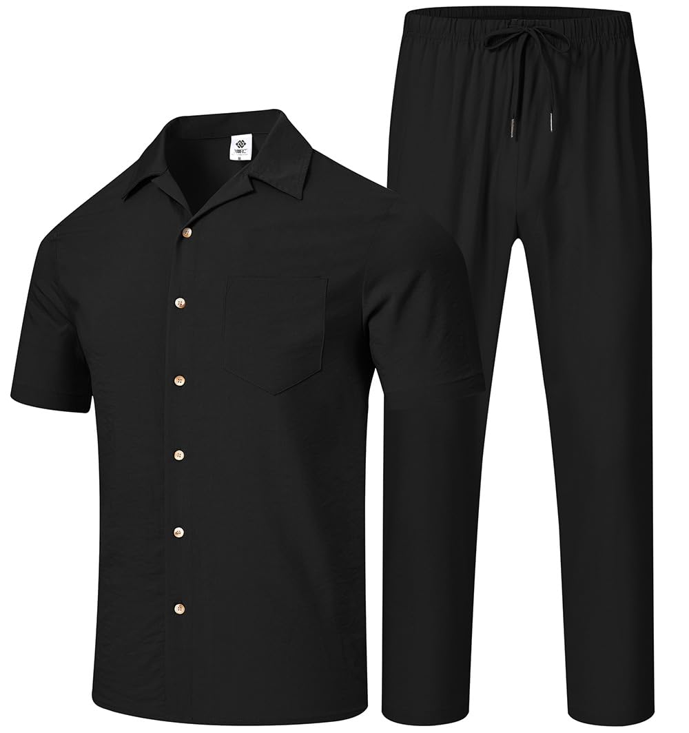 MoFiz Men's Short Set Outfits Button Down Shirts Shorts Casual Beach 2 picece Suits Summer Set Coolest Lightness S-3XL