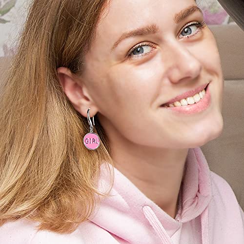 Boy Girl Sign Earrings in Pink or Blue - Stylish Hypoallergenic Stainless Steel for Fun Gender Reveal, Baby Shower, Pregnant Mother, T-Shirt Decor3