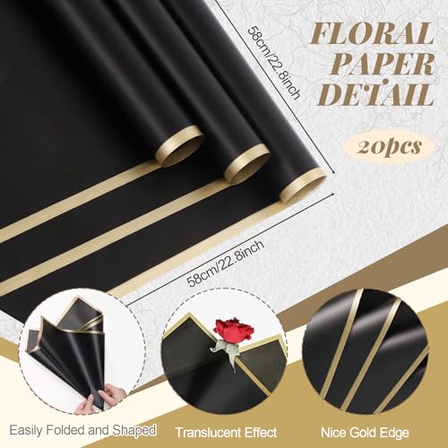 20 Blatt Wasserfeste Bouquet Papier Floral Geschenkpapier Flower Bouquet Wrapping Paper Wasserfeste Blumenpapier Koreanischer Papier Blumenstrauß Verpackungspapier Blumenpapier(58 x 58 cm)
