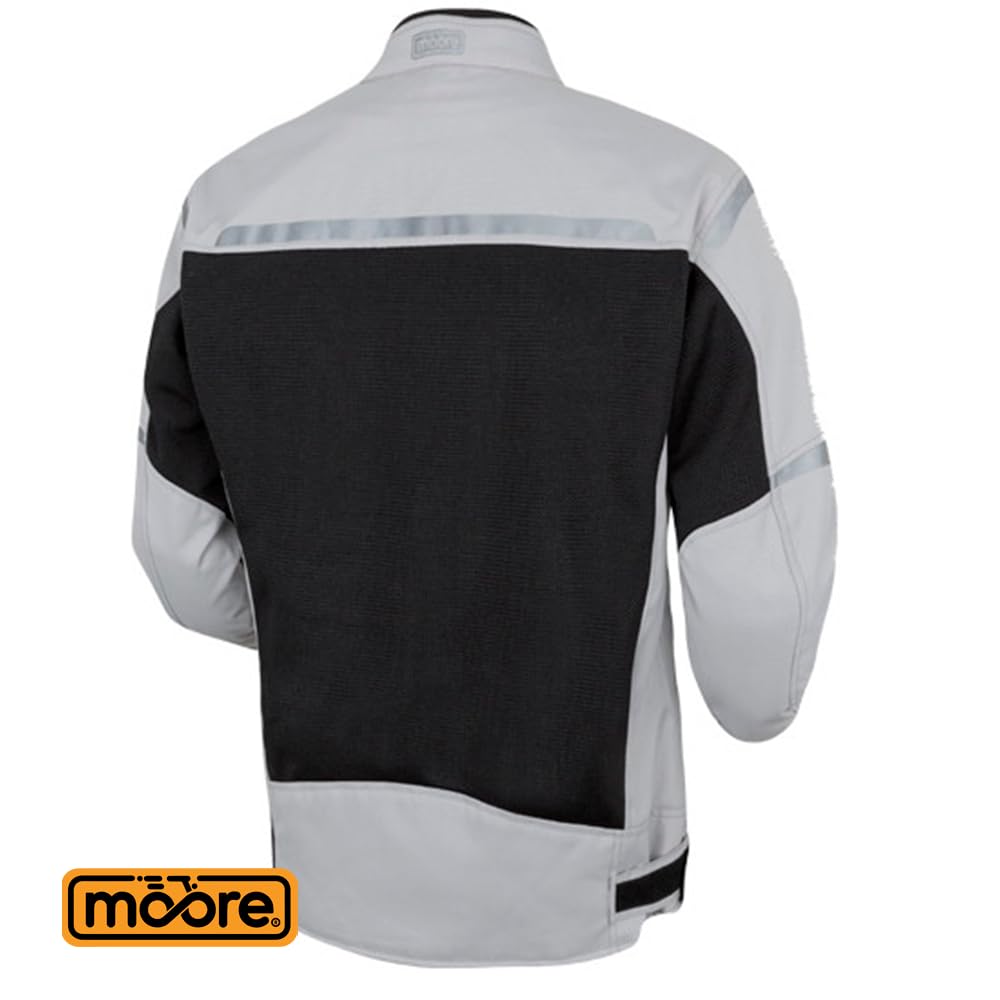 Moore I Chaqueta de Moto Air, Gris/Negro – Alta Ventilación, Protecciones CE, Diseño Deportivo