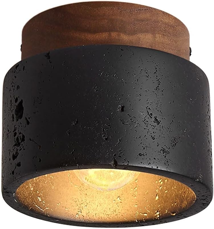 Lampe à plafond E27 noire au style semi-encastré pour éclairage chic du salon