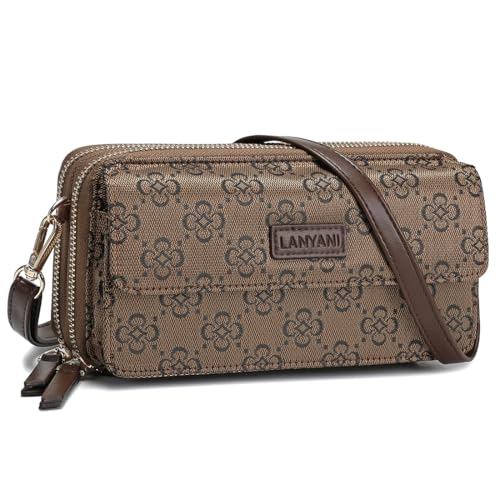Image of Lanyani RFID Crossbody Wallet Wristlet Purse with Phone Pocket For Women Vegan Leather