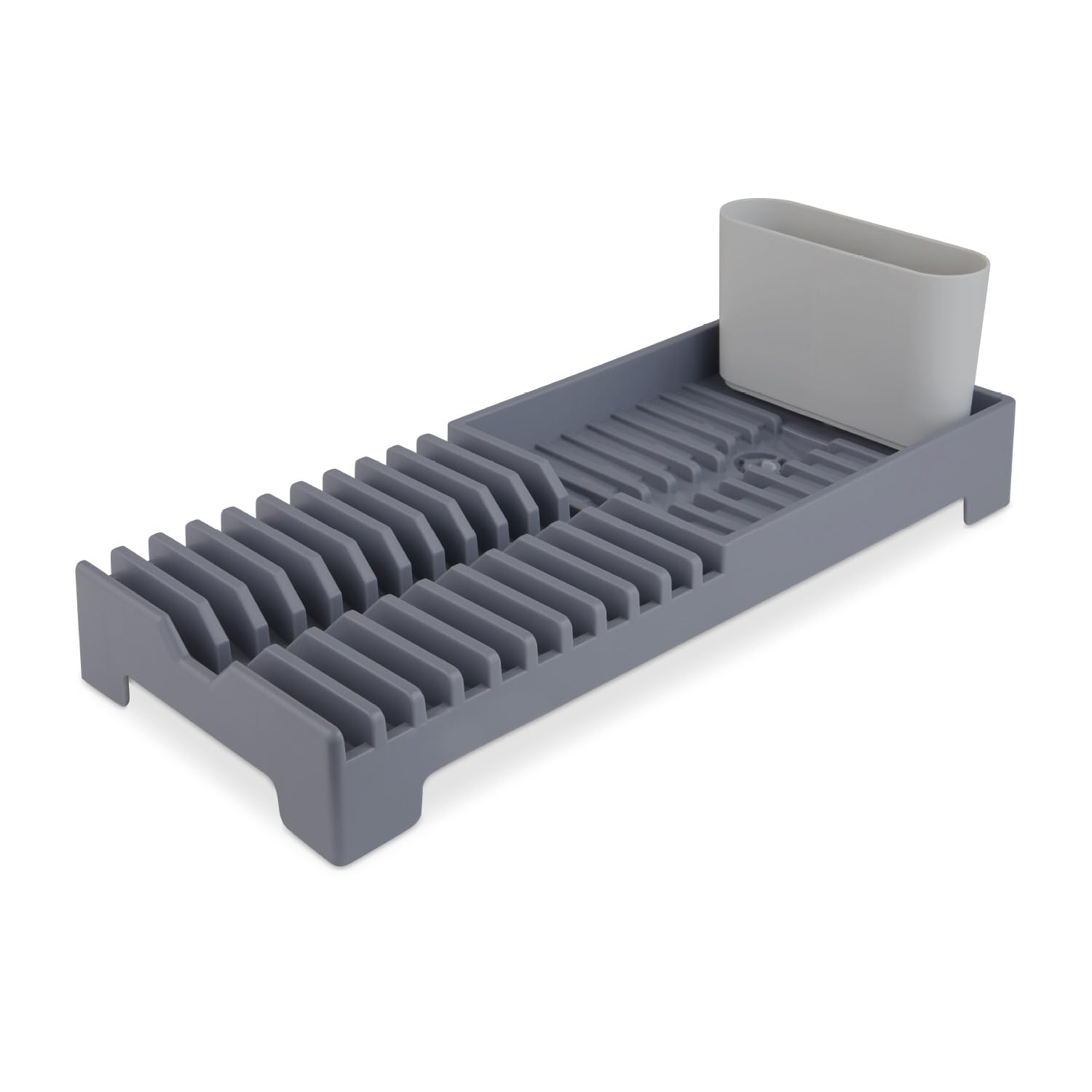 Tower Plastic Dish Drying Rack with Cutlery Holder Grey