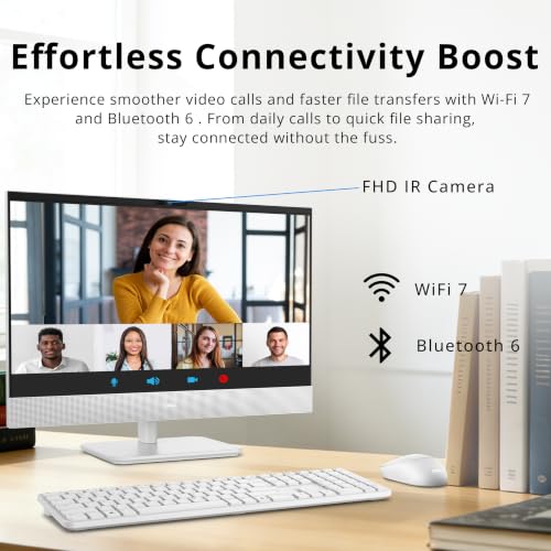Image of Dell 23.8 inch FHD Touchscreen All-in-One Desktop, Intel Core Ultra 7-355, 64GB DDR5, 3TB Storage (2TB SSD+1TB Docking Station), Intel Graphics, Copilot+ PC, Wireless Keyboard & Mouse, Win 11 Pro, White