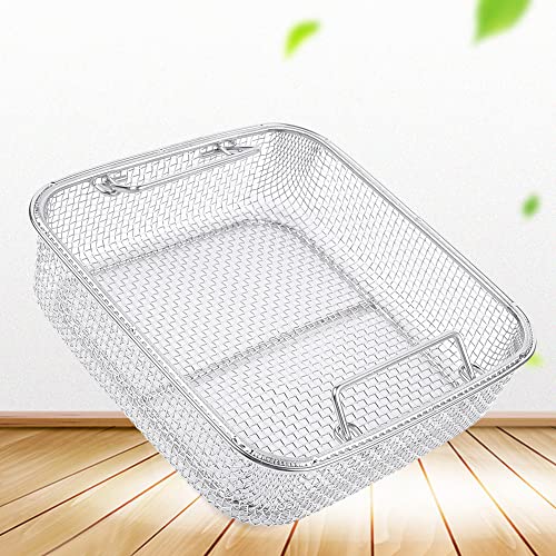 304 Stainless Steel Sterilization Basket, Medical Instrument Tray with Retractable Handles, 33 lbs Capacity Fine Mesh Cleaning Basket for Hospital, Lab, Kitchen & Dishwasher