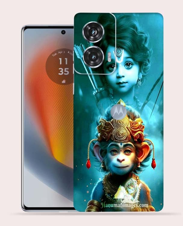 OggyBaba Ram with Hanuman Moto Edge 50 Fusion 5g Mobile Back Skin Rear Screen Guard Protector Film Wrap (Coverage - Back+Camera+Sides)